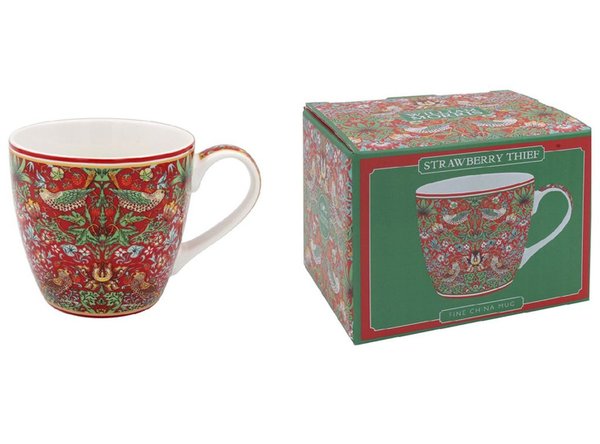 William Morris Gift Boxed Red Strawberry Thief Breakfast Mug