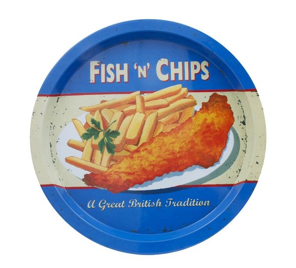 Martin Wiscombe Fish & Chips Round Tin Tray
