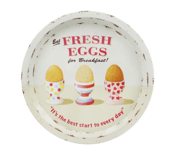 Martin Wiscombe Fresh Eggs Round Tin Tray